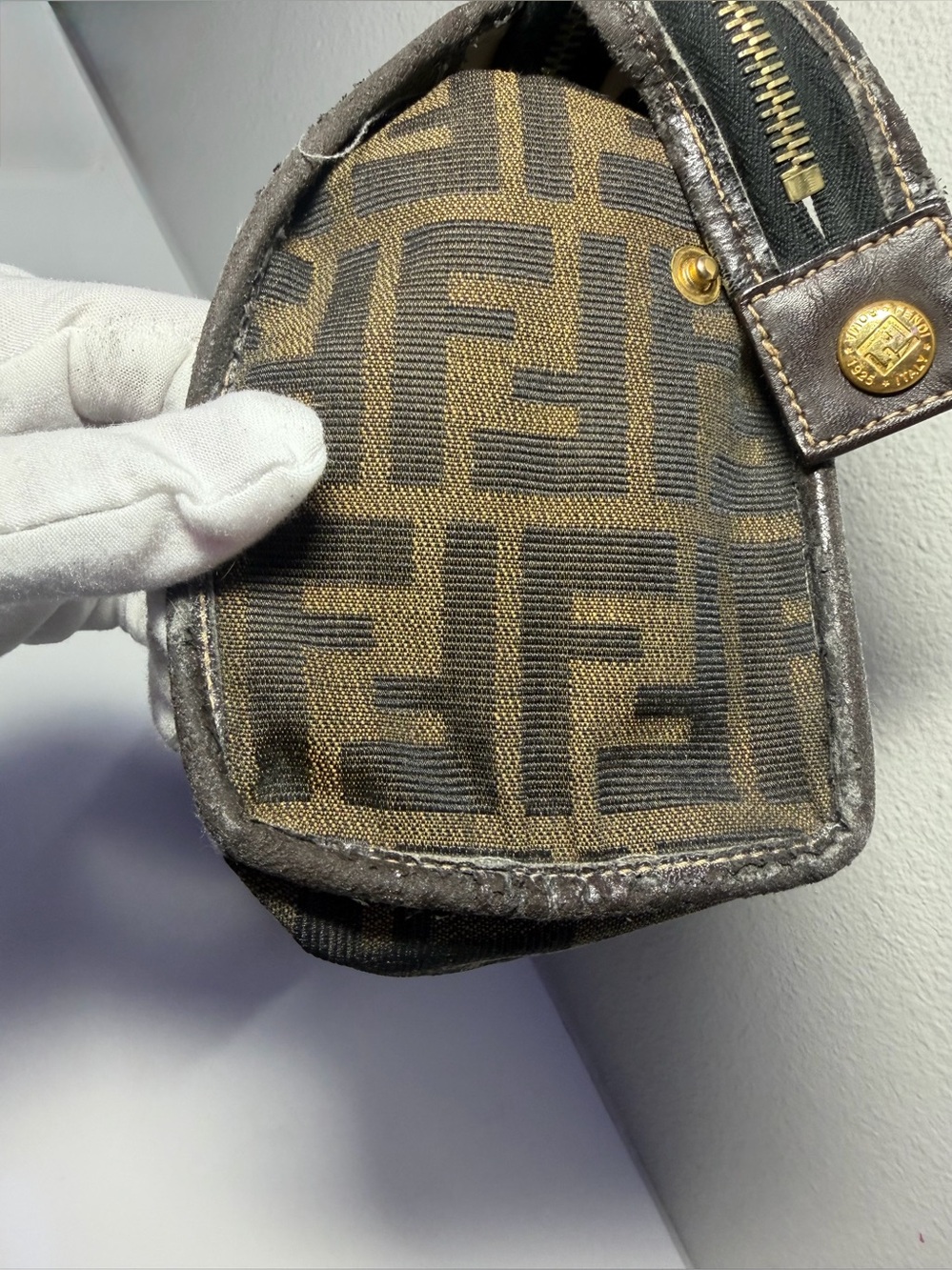 Fendi Brown Monogram Canvas Clutch with Dark Brown Trim (Fair) - Picture 9 of 16